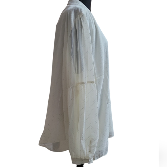 MICHAEL Womens White Sheer Lined Grommet Hardware Darted Polka dot 3x - Picture 2 of 8